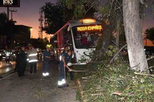 Unidad del mexibús se estrella en árbol y deja10 lesionados, en Tultitlán